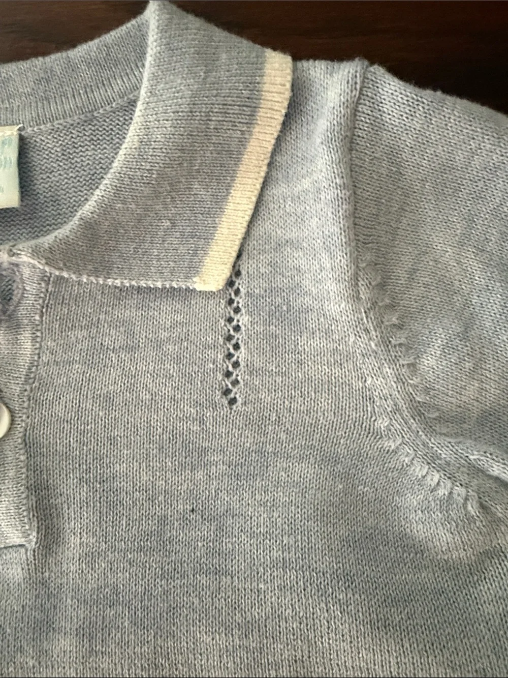 Edgehill Collection Light Blue Knit Polo Set with Cream Trim